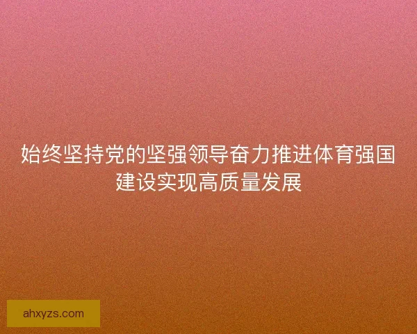 始终坚持党的坚强领导奋力推进体育强国建设实现高质量发展